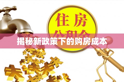 谢通门揭秘新政策下的购房成本